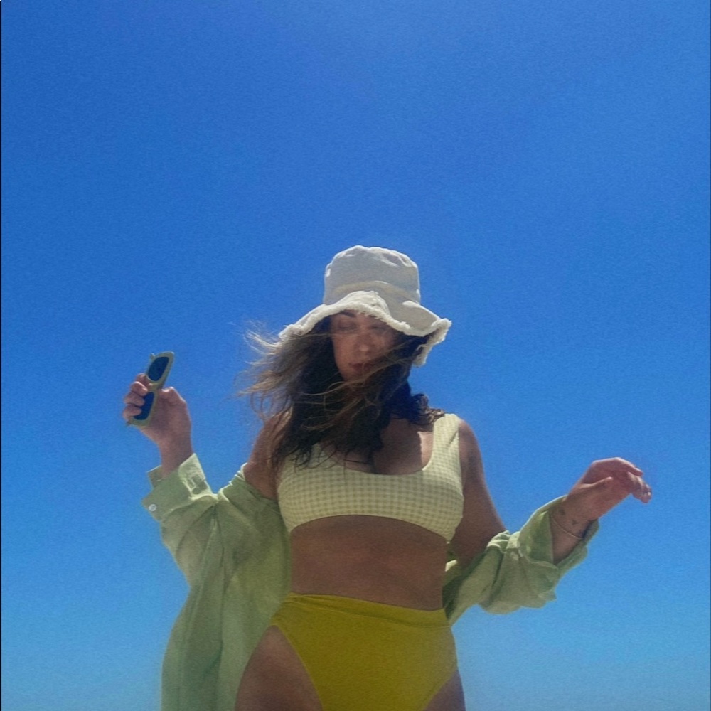 Green Checkered Bikini Top